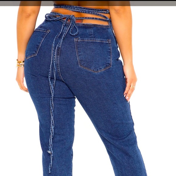 NWT Tie ‘Em Up Boyfriend Jeans—Medium Blue Wash, size 3 - Picture 9 of 9